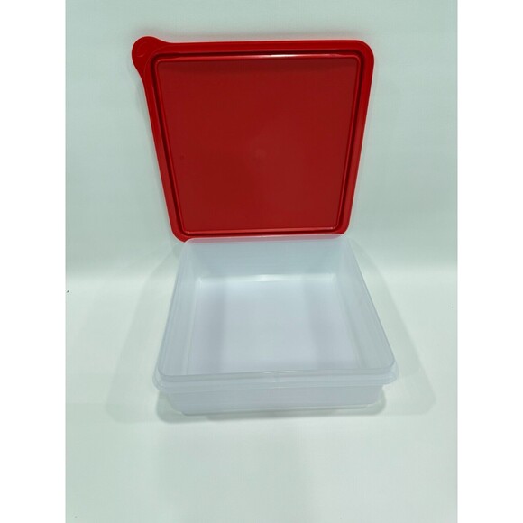 Tupperware Stacking Square Container 8 1/2” X 8 1/2” Red Lid 5352B - Picture 4 of 8